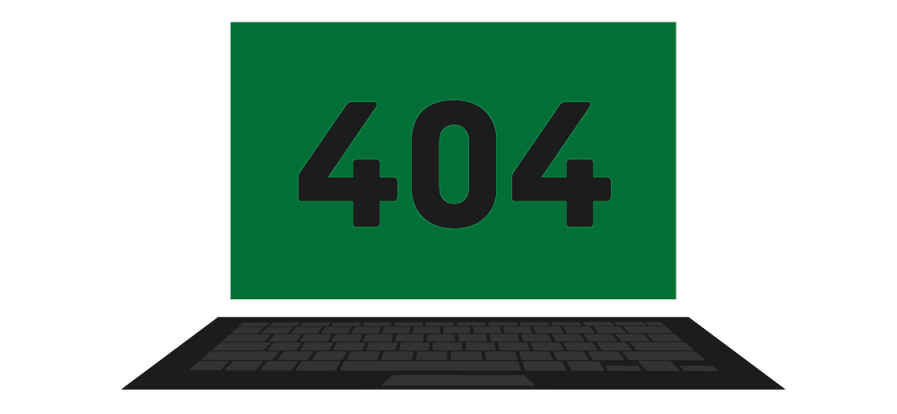 Imagem de um computador com erro 404 escrito na tela